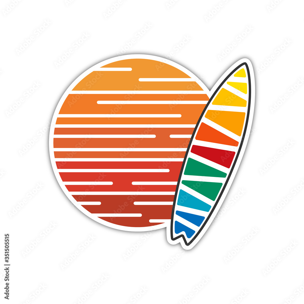 surfing company label logo made in modern clean and bright design. Surf and sun tshirt print. surfing company label logo made in modern clean and bright design. Surf and sun tshirt print.