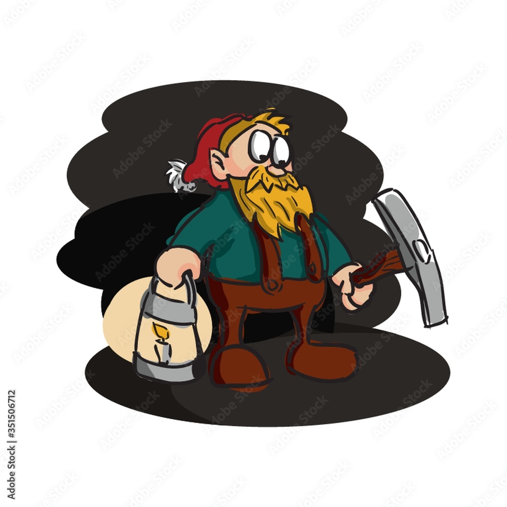 miner with axe and lantern