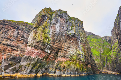 Vestmanna stunning cliffs and atlantic ocean, the elephant. Faroe islands. photo
