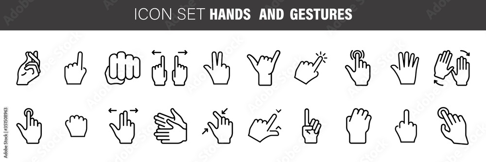Obraz premium Touch gestures icons set with hands tap rotate press swipe isolated vector illustration