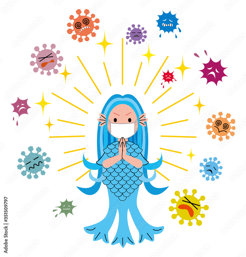 Illustration of AMABIE. The Japanese specter said corrects an infectious disease. Illustration of AMABIE. The Japanese specter said corrects an infectious disease.