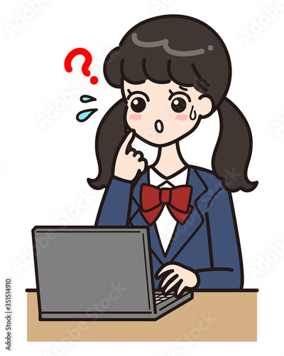 学生　パソコン　ポーズ