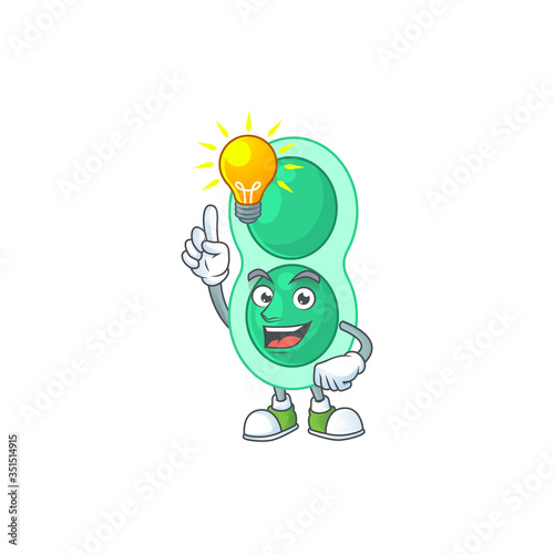 A brilliance green streptococcus pneumoniae cartoon design concept have an idea