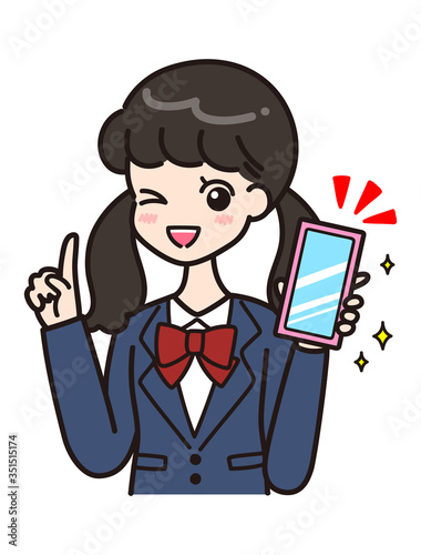 学生　スマホ　ポーズ