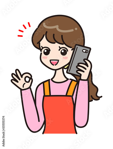 主婦　スマホ　ポーズ