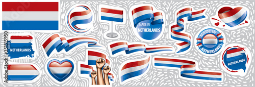 Vector set of the national flag of Netherlands in various creative designs
