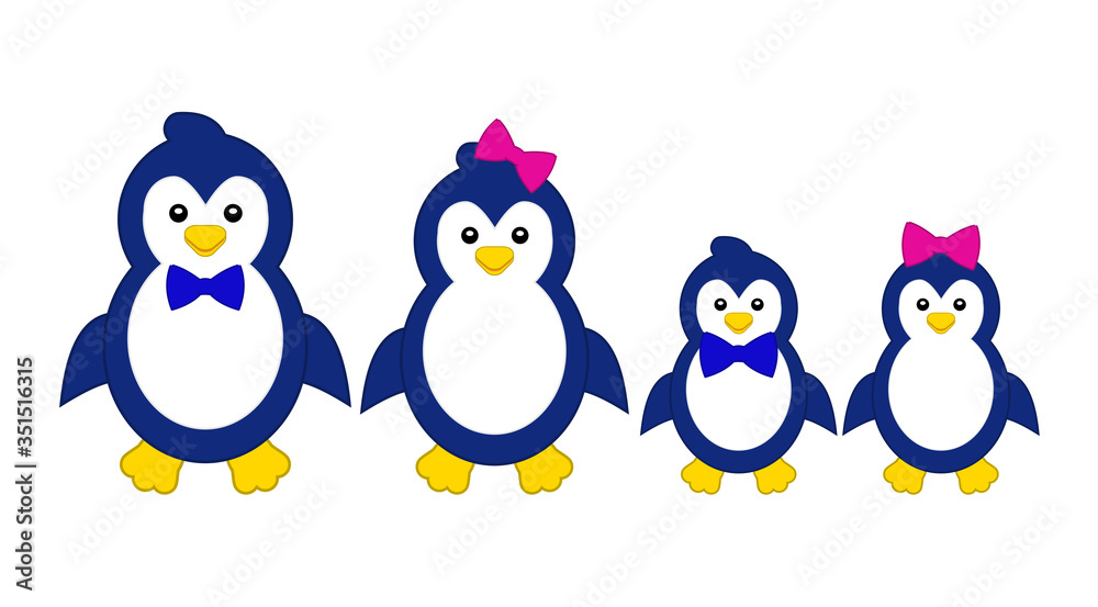 Cute penguin family. Concept for preschool activity for children, card for kids. Cute penguin family. Concept for preschool activity for children, card for kids.