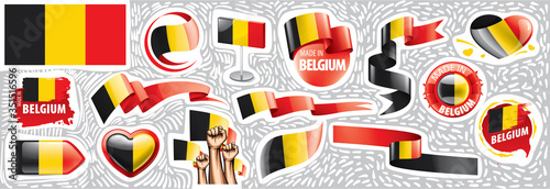 Vector set of the national flag of Belgium in various creative designs