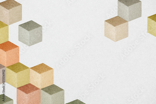 Earth tone paper craft textured cubic patterned template