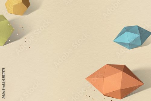 3D colorful elongated hexagonal bipyramid and gray pentagon dodecahedron design element photo