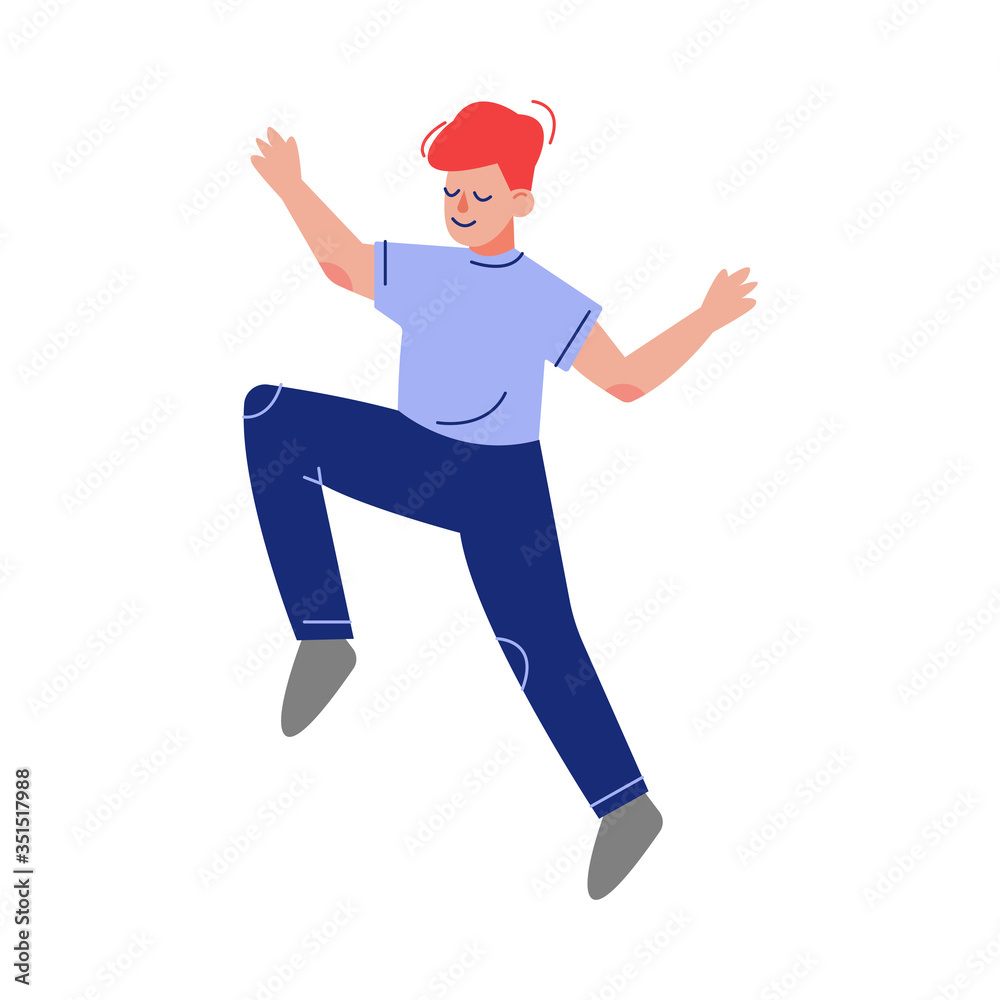 Teen Boy Happily Jumping, Cute Happy Schoolboy Having Fun Vector Illustration Teen Boy Happily Jumping, Cute Happy Schoolboy Having Fun Vector Illustration
