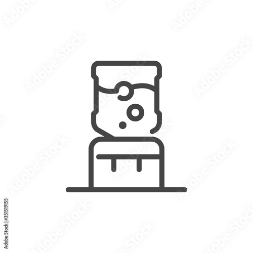 Thin Icon Cooler With Water, Purified Water Delivery. Such Line Sign as Isolated Water-Bottle and Cooler. Custom Vector Pictogram EPS 10 for Web in Outline Style on White Background Editable Stroke.