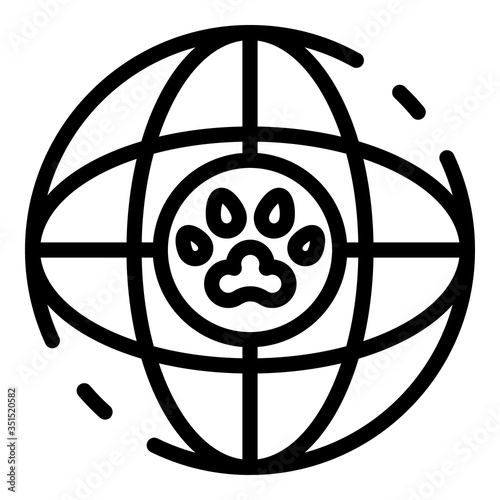 Global dog handler icon. Outline global dog handler vector icon for web design isolated on white background