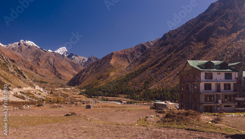mountain village of Chitkul, Kinnaur, Himachal in the Himalayan mountains