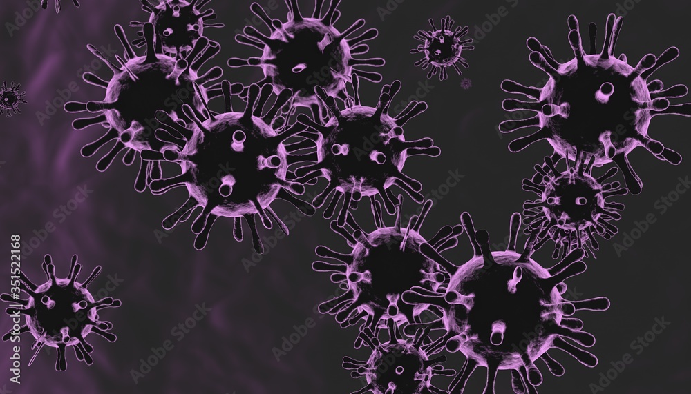 An illustration of the influenza virus cells .3d Illustration.