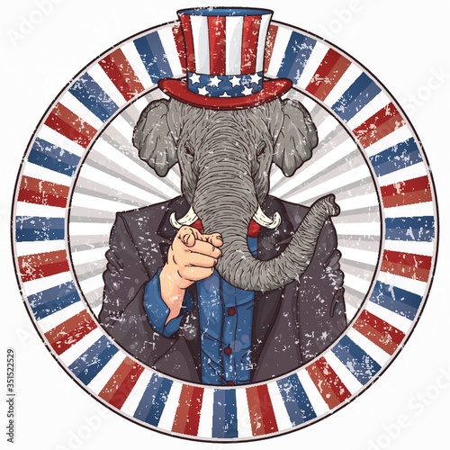 elephant wearing uncle sam's hat