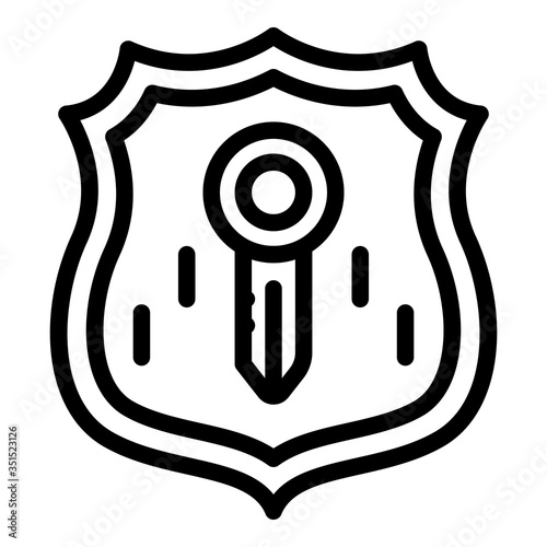 Secured shield icon. Outline secured shield vector icon for web design isolated on white background