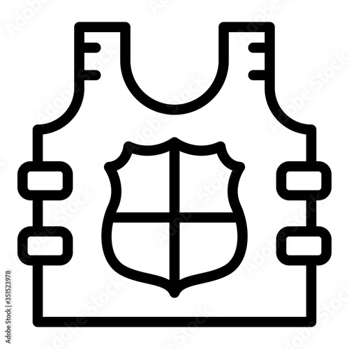 Police bulletproof icon. Outline police bulletproof vector icon for web design isolated on white background