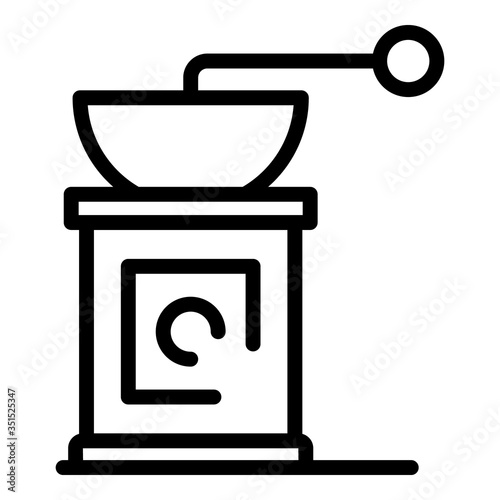 Manual coffee grinder icon. Outline manual coffee grinder vector icon for web design isolated on white background