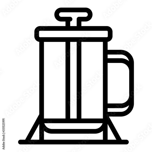 Coffee glass press icon. Outline coffee glass press vector icon for web design isolated on white background