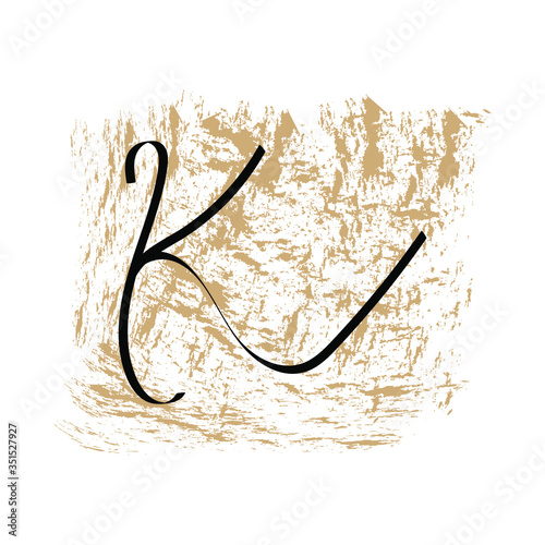 K letter logo design on brush strokes background, K alphabet design vector design 