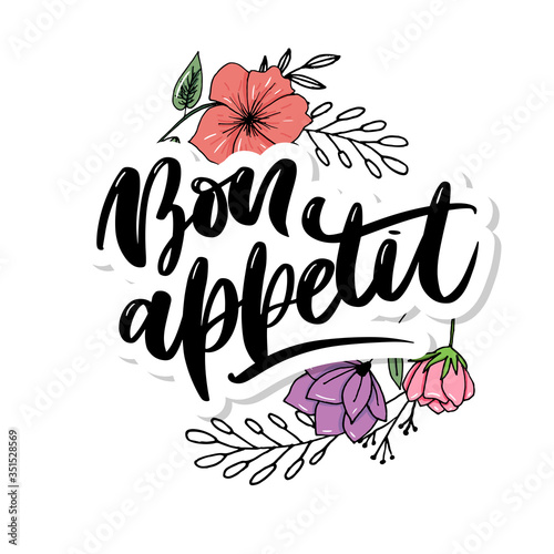 Bon appetit hand drawn lettering. Vector illustration
