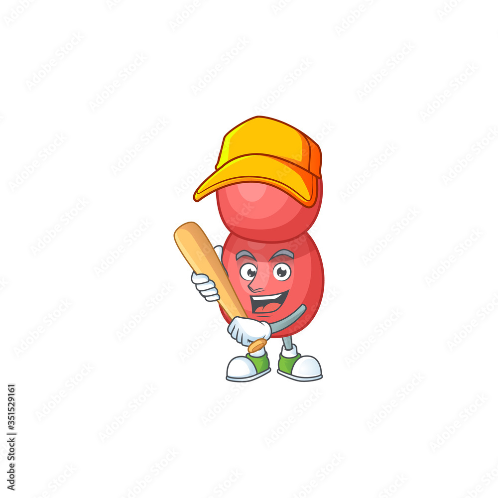 cartoon design concept of neisseria gonorrhoeae playing baseball with stick