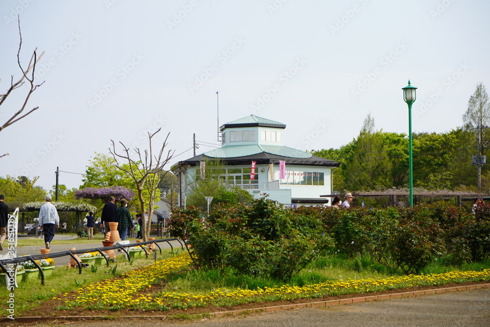 公園　建物　休日　寛ぐ