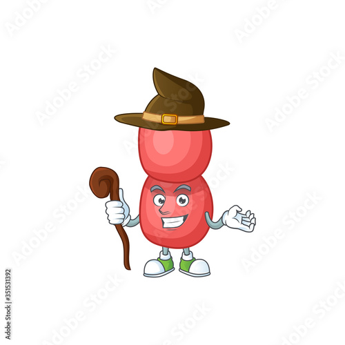 sneaky and tricky Witch neisseria gonorrhoeae cartoon drawing concept
