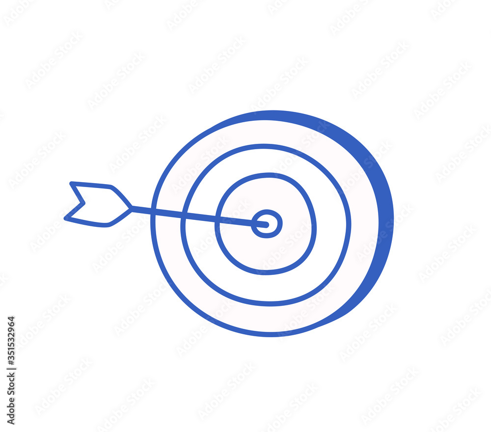 Darts, arrow hit the target, linear icon on a white background. Vector hand-drawn illustration. Darts, arrow hit the target, linear icon on a white background. Vector hand-drawn illustration.