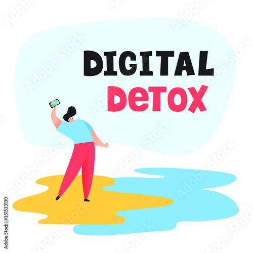 Digital detox - concept vector illustration. An idea of gadget disconnecting, healthy lifestyle, escape from internet and digital media addiction.