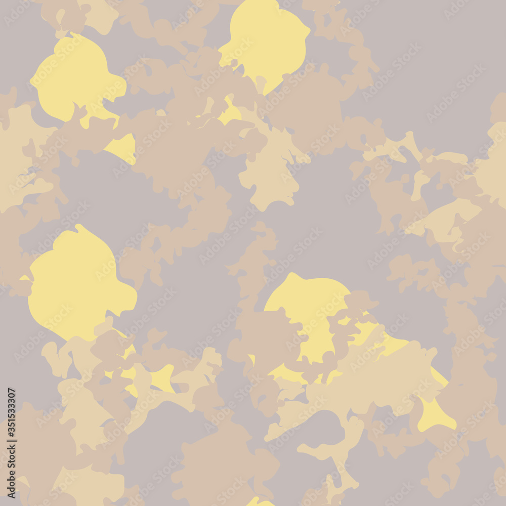 Desert camouflage of various shades of brown, yellow and grey colors