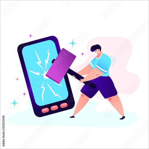 Digital detox - concept vector illustration. An idea of gadget disconnecting, healthy lifestyle, escape from internet and digital media addiction.