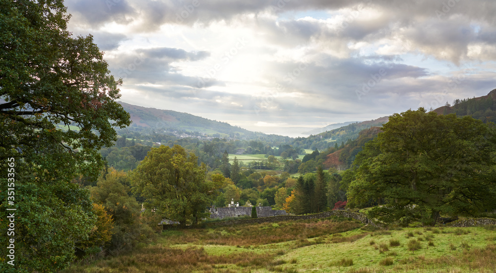 Views of Rydal, Ambleside and Lake Windermere in the distance in the Lake District. Views of Rydal, Ambleside and Lake Windermere in the distance in the Lake District.