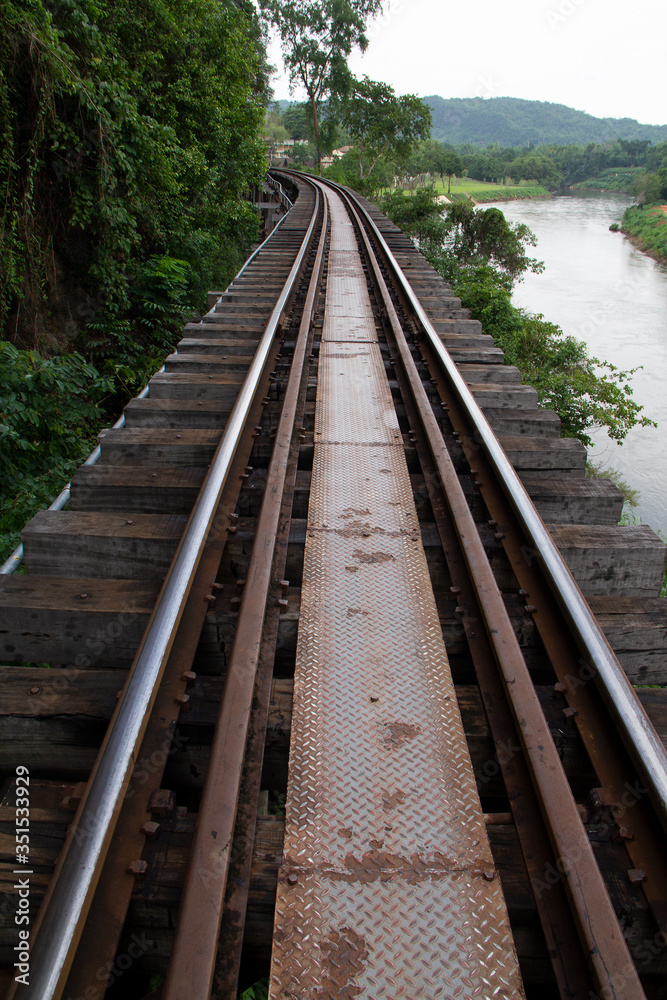The old railway built during World War II in Kanchanaburi The old railway built during World War II in Kanchanaburi
