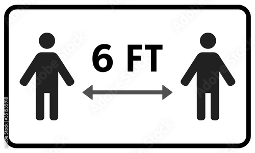 Keep 6 feet distance Sticker Sign