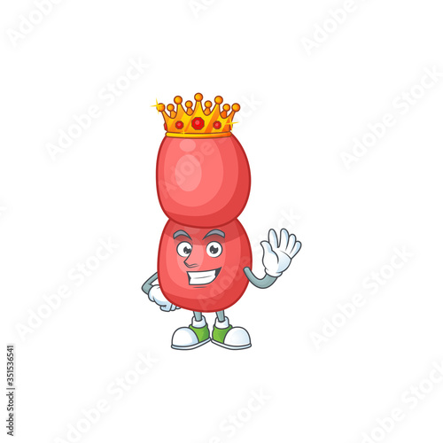 A charming King of neisseria gonorrhoeae cartoon character design with gold crown