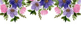purple and pink floral background with copy space, elegant spring flowers arrangement for holidays or mothers day