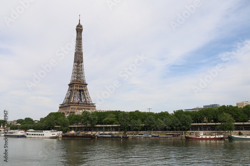 View of the Eiffel Tower from a bridge in Paris after the end of lockdown