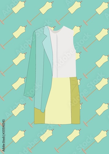 top and skirt with blazer