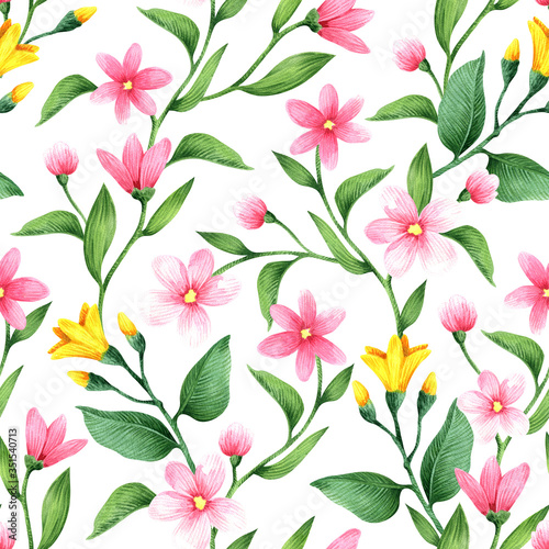 Seamless pattern with decorative flowers. Illustration for the design of fabric  wrapping paper  wallpaper and other.