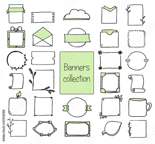 Doodles bullet journal banners and elements for notebook, diary and planner.