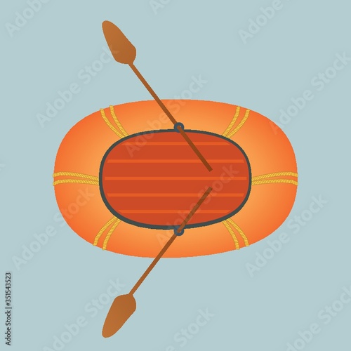 inflatable raft and paddles