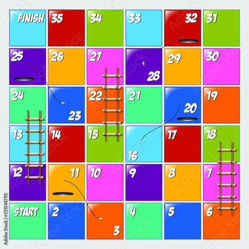 Snake And Ladder famous children board game play - ready to print vector format  photo