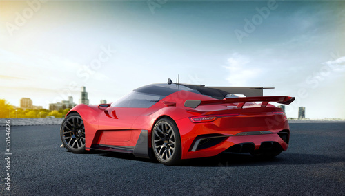 3D rendering of a brand-less generic car in studio environment 