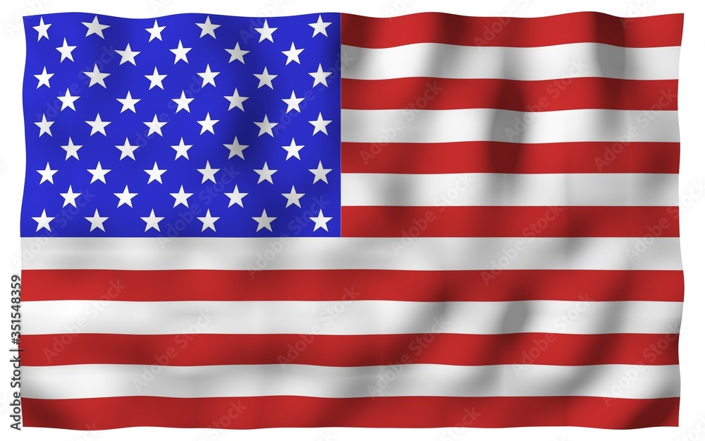 Fototapeta premium Waving flag of the United States of America. Stars and Stripes. State symbol of the USA. 3D illustration