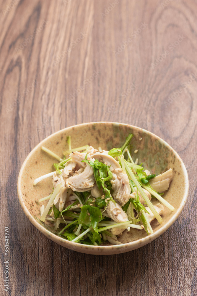 鶏のササミと水菜の和え物 鶏のササミと水菜の和え物