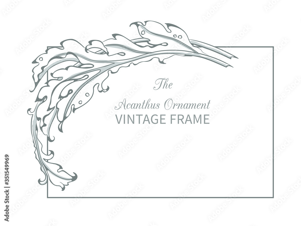 Obraz premium Antique frame in style baroque of acanthus leaves. Monogram floral ornament