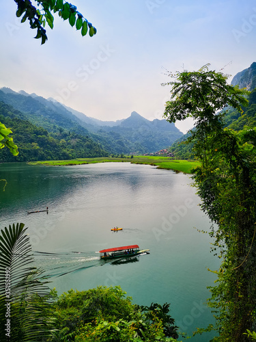typical Vietnamese landscape in spring in Ba Be Lake