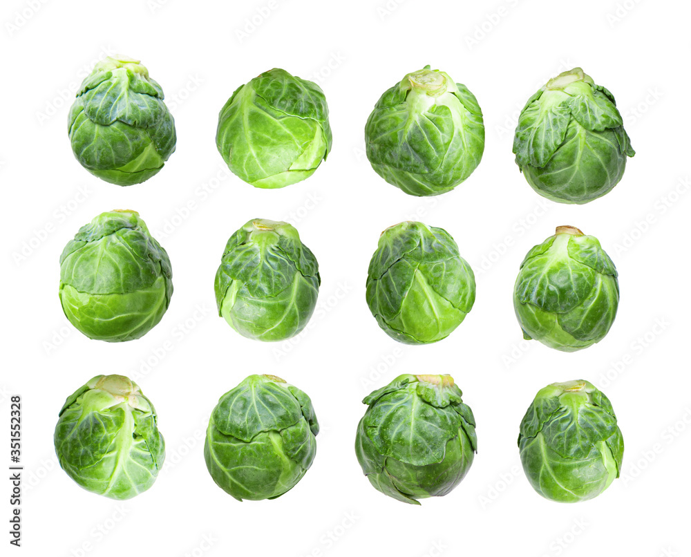 brussel sprouts isolated on white background - obrazy, fototapety, plakaty 